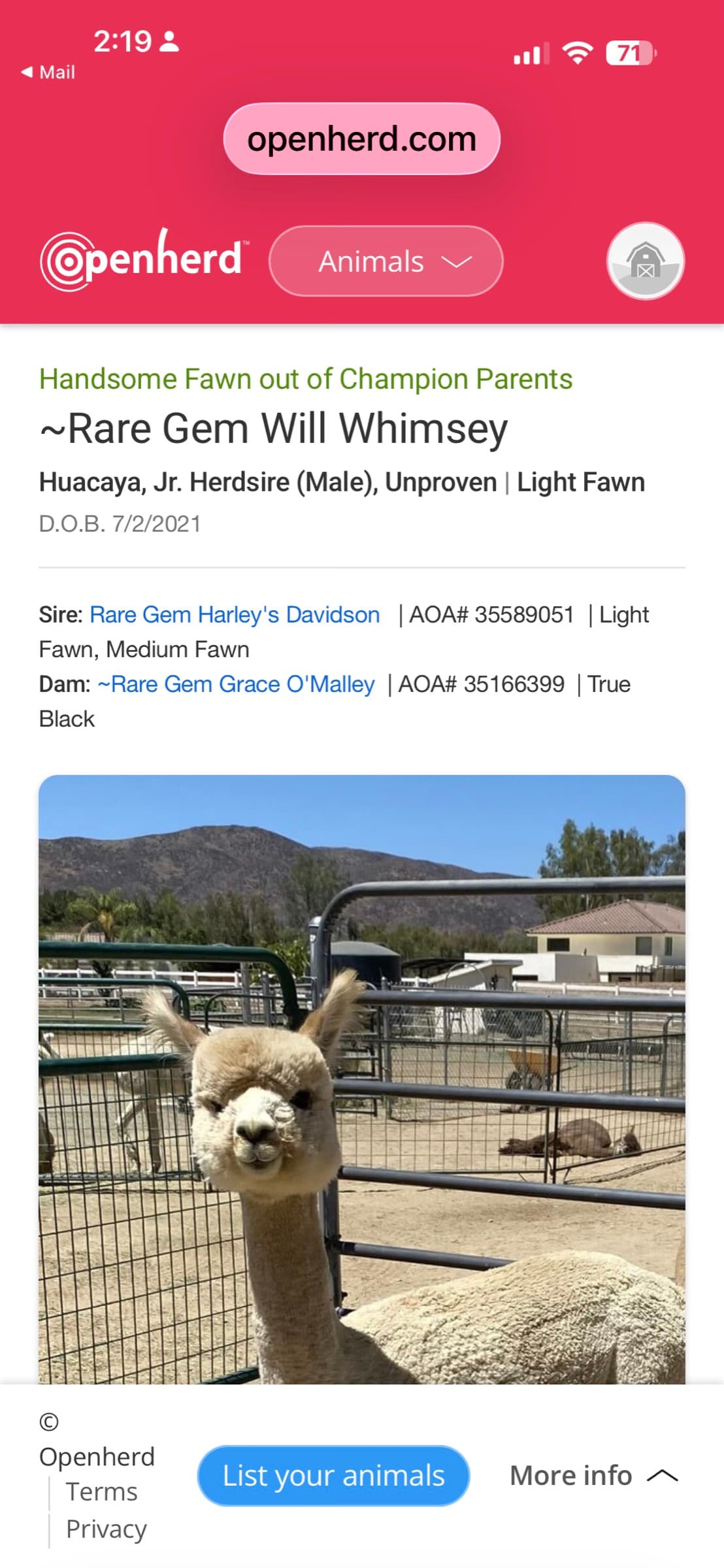 Will's openherd listing